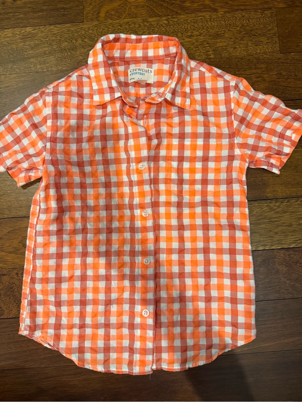 Crewcuts Orange Gingham Short-Sleeve Shirt Sz 4-5